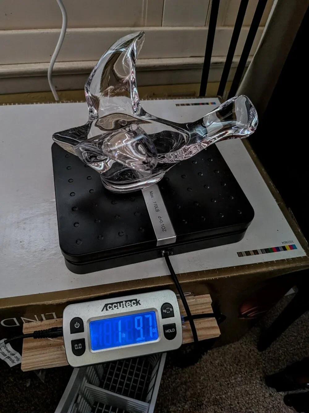 Vintage Clear Art Glass Bird Trinket Dish, Ring Holder, Wings Up Heavy Weight